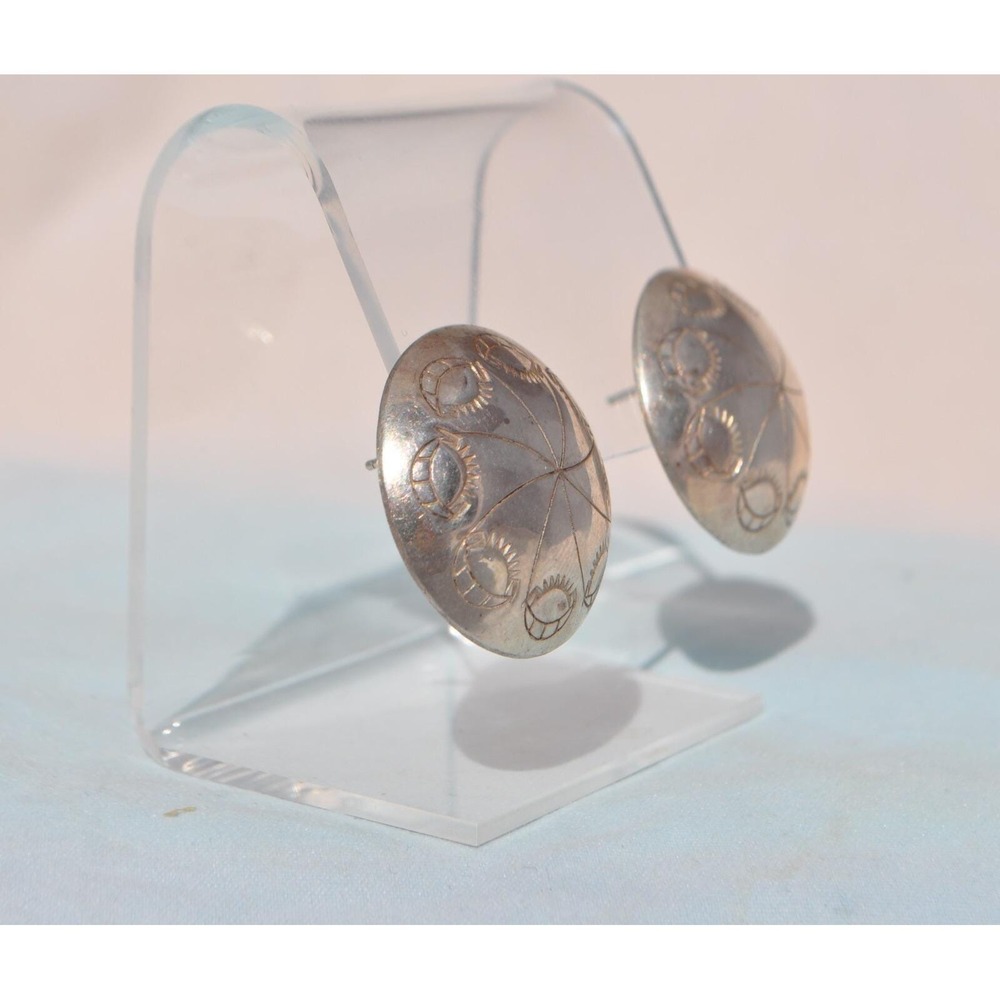 Old Pawn Native American‎ Indian Sterling Silver Earrings - Picture 2 of 4